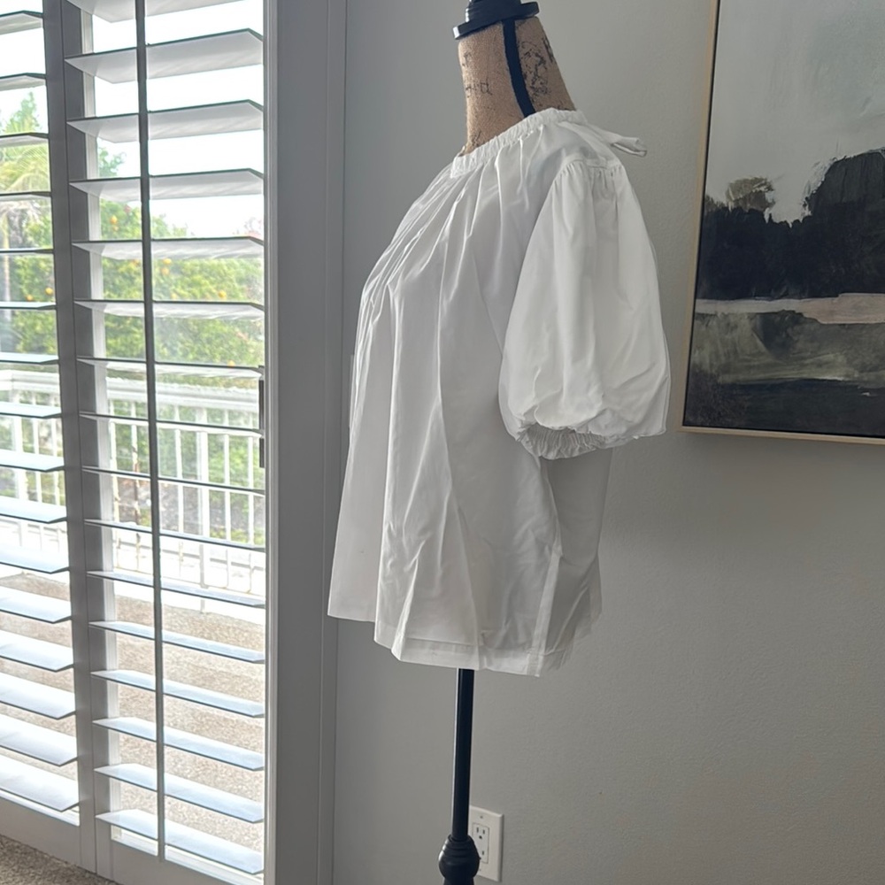 Ann Taylor White Puff Sleeve Blouse